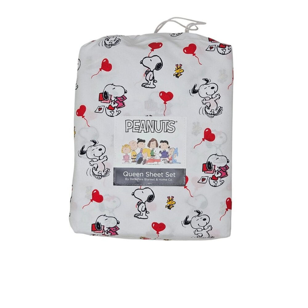 Peanuts Snoopy Valentines Day Queen Sheets Woodstock Red Hearts By Berkshire NEW